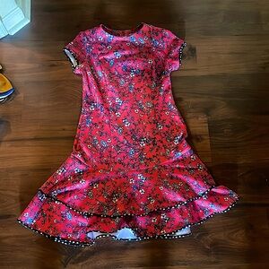 Shelby & Palmer Dress Womens 10 A Line Pink Floral Short Sleeve Zip Up Flowy